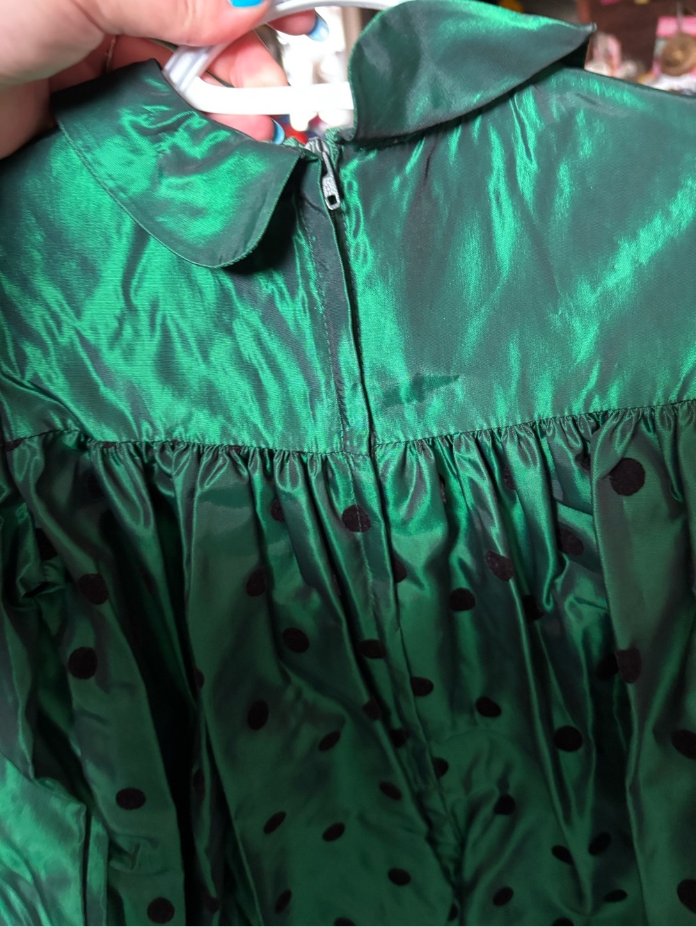 Size 6X vintage green and black polkadot dress - Picture 3 of 3